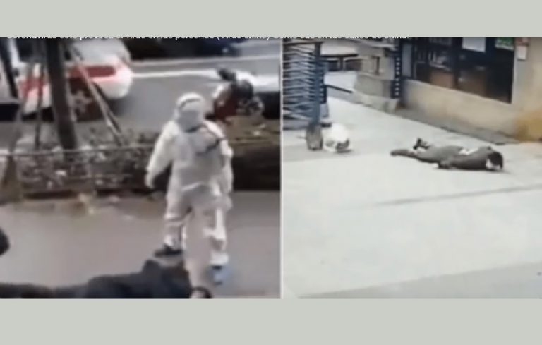 Vídeo muestra como caen las personas en la vía publica infectados por el corona-virus en China