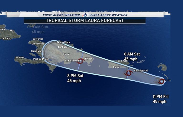 La hasta ahora tormenta tropical Laura continúa desorganizada en su avance hacia Puerto Rico y luego RD