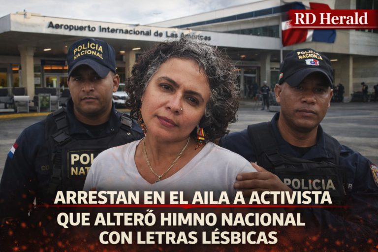 Arrestan en el AILA a activista acusada de alterar el Himno Nacional con letras lésbicas