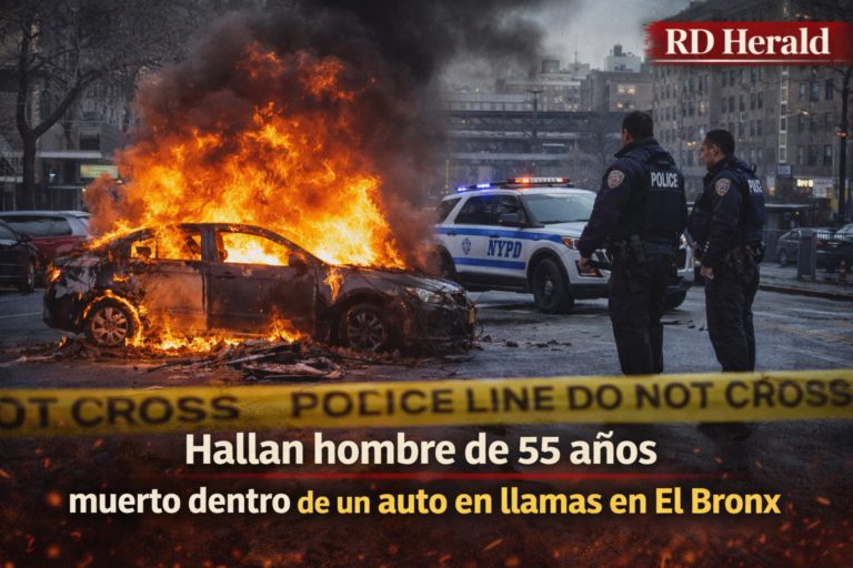 Hallan hombre de 55 años muerto dentro de un auto en llamas en El Bronx