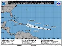 TORMENTA TROPICAL DOLLY SE FORMA EN EL ATLÁNTICO: PODRÍA GENERAR INUNDACIONES REPENTINAS EN RD